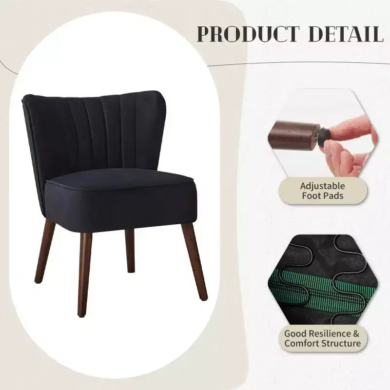 Modern Velvet Accent Chair, Mid-Century Wingback Lounge Chair with Solid Wood Legs, 300 lb Capacity