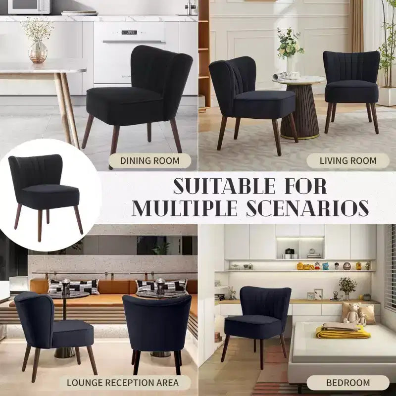 Modern Velvet Accent Chair, Mid-Century Wingback Lounge Chair with Solid Wood Legs, 300 lb Capacity