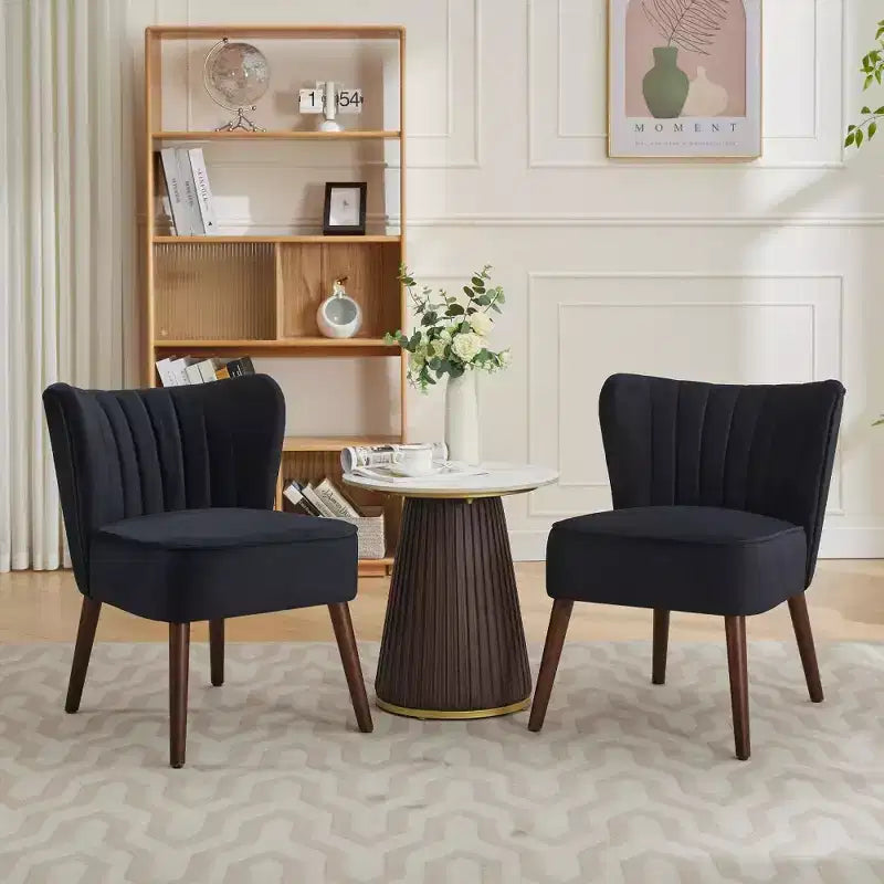 Modern Velvet Accent Chair, Mid-Century Wingback Lounge Chair with Solid Wood Legs, 300 lb Capacity