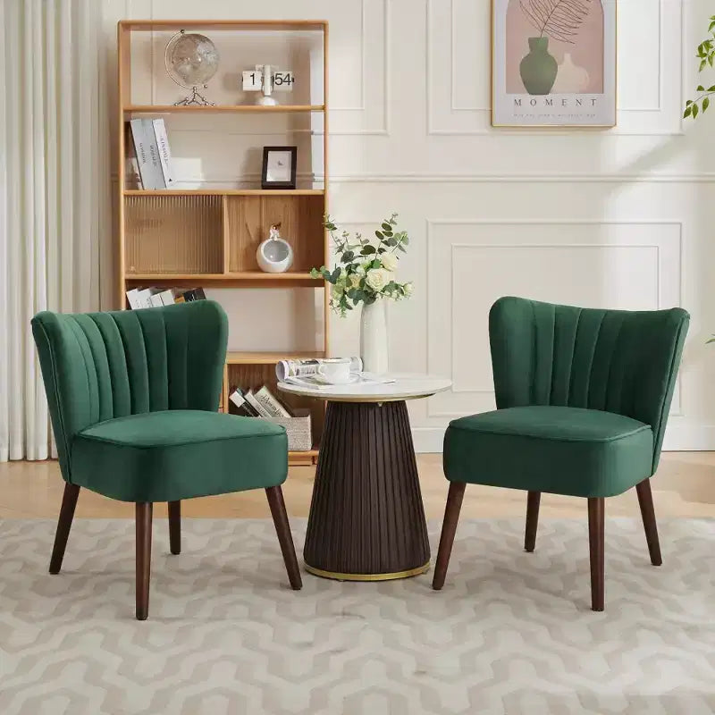 Modern Velvet Accent Chair, Mid-Century Wingback Lounge Chair with Solid Wood Legs, 300 lb Capacity