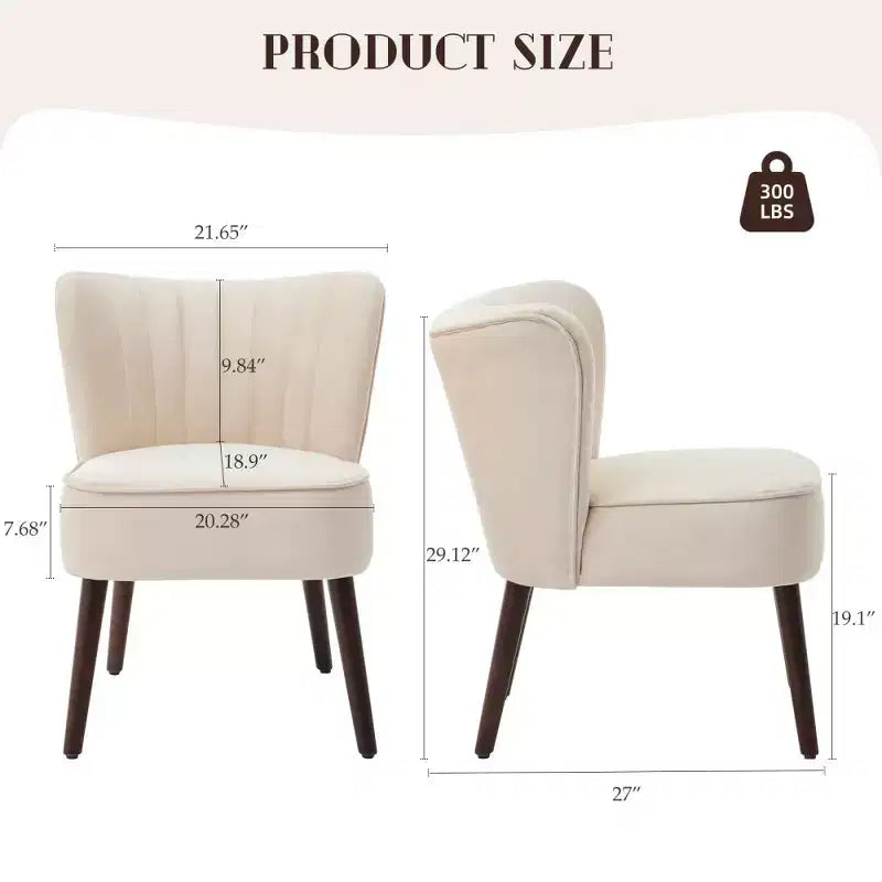 Modern Velvet Accent Chair, Mid-Century Wingback Lounge Chair with Solid Wood Legs, 300 lb Capacity