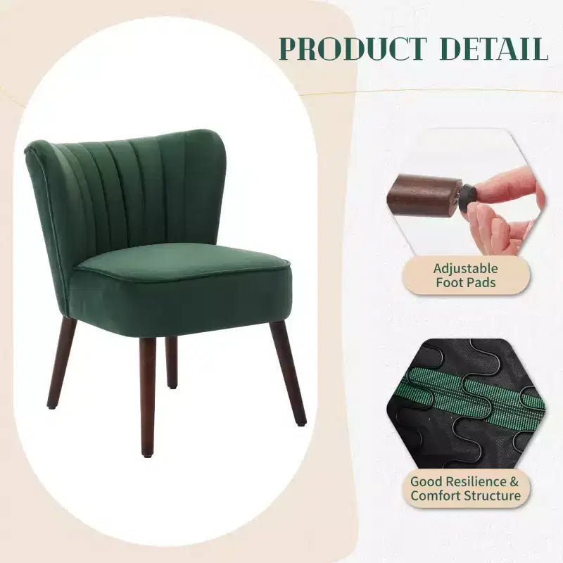 Modern Velvet Accent Chair, Mid-Century Wingback Lounge Chair with Solid Wood Legs, 300 lb Capacity