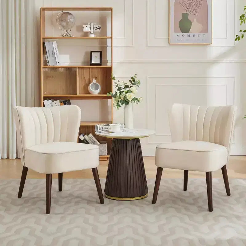 Modern Velvet Accent Chair, Mid-Century Wingback Lounge Chair with Solid Wood Legs, 300 lb Capacity