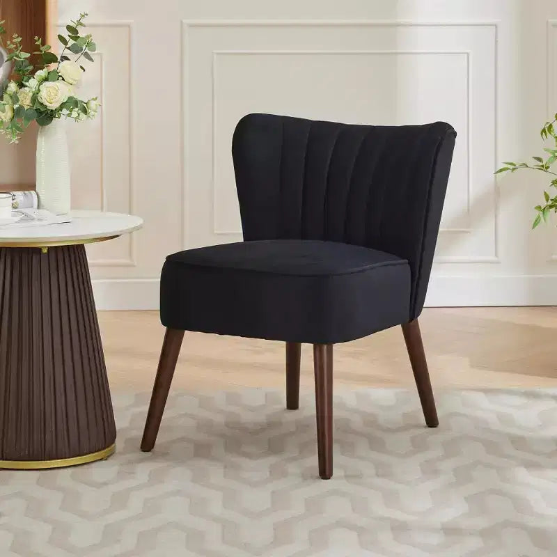 Modern Velvet Accent Chair, Mid-Century Wingback Lounge Chair with Solid Wood Legs, 300 lb Capacity