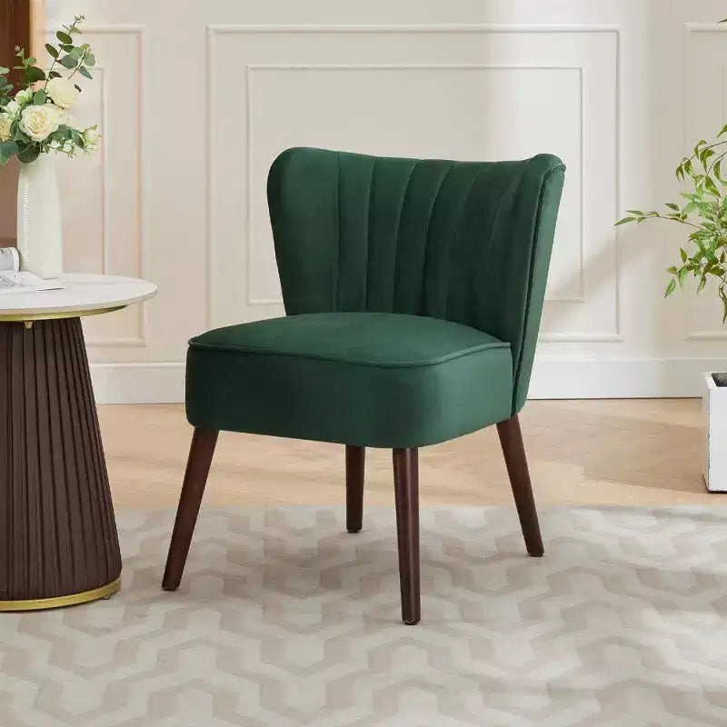 Modern Velvet Accent Chair, Mid-Century Wingback Lounge Chair with Solid Wood Legs, 300 lb Capacity