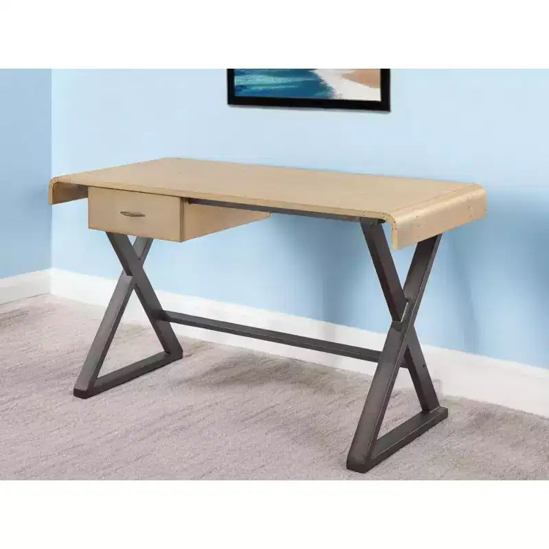 50" Gold and Black Aluminum Writing Desk