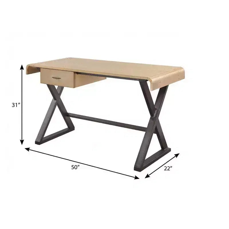 50" Gold and Black Aluminum Writing Desk