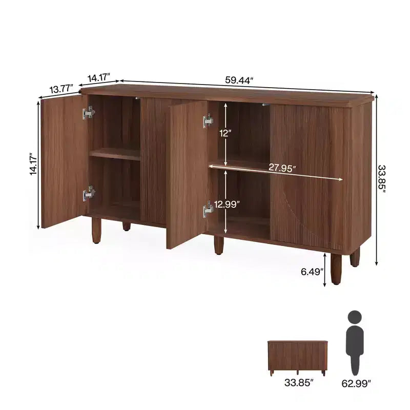 Spacious Countertop Buffet Cabinet, 4-Tier Storage for Dishware and Utensils