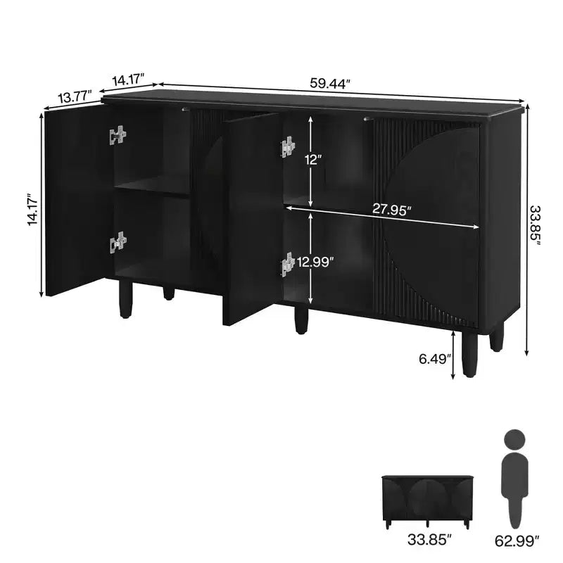 Spacious Countertop Buffet Cabinet, 4-Tier Storage for Dishware and Utensils