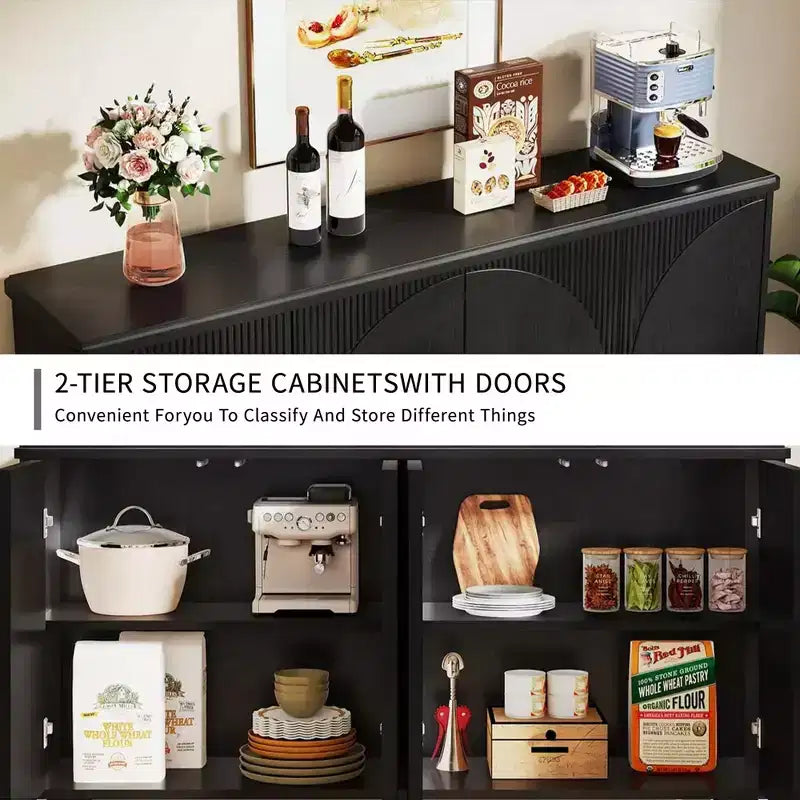 Spacious Countertop Buffet Cabinet, 4-Tier Storage for Dishware and Utensils