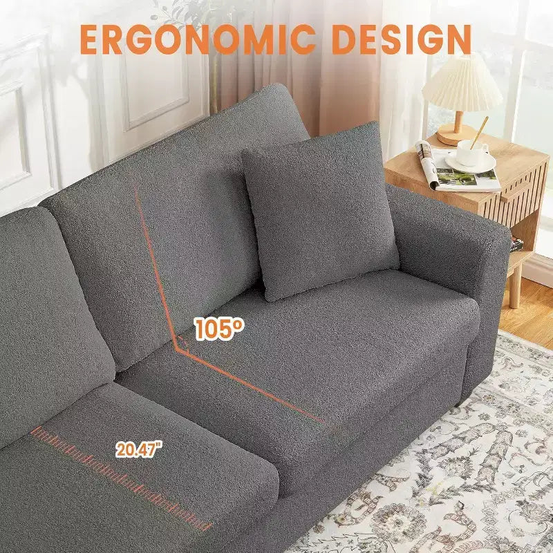 83 Inch Modern 3 Seater Sofa, Deep Seats Cloud Couch for Living Room, Bedroom, Office