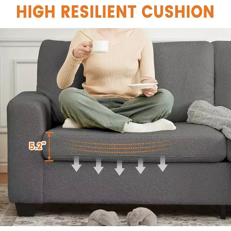 83 Inch Modern 3 Seater Sofa, Deep Seats Cloud Couch for Living Room, Bedroom, Office