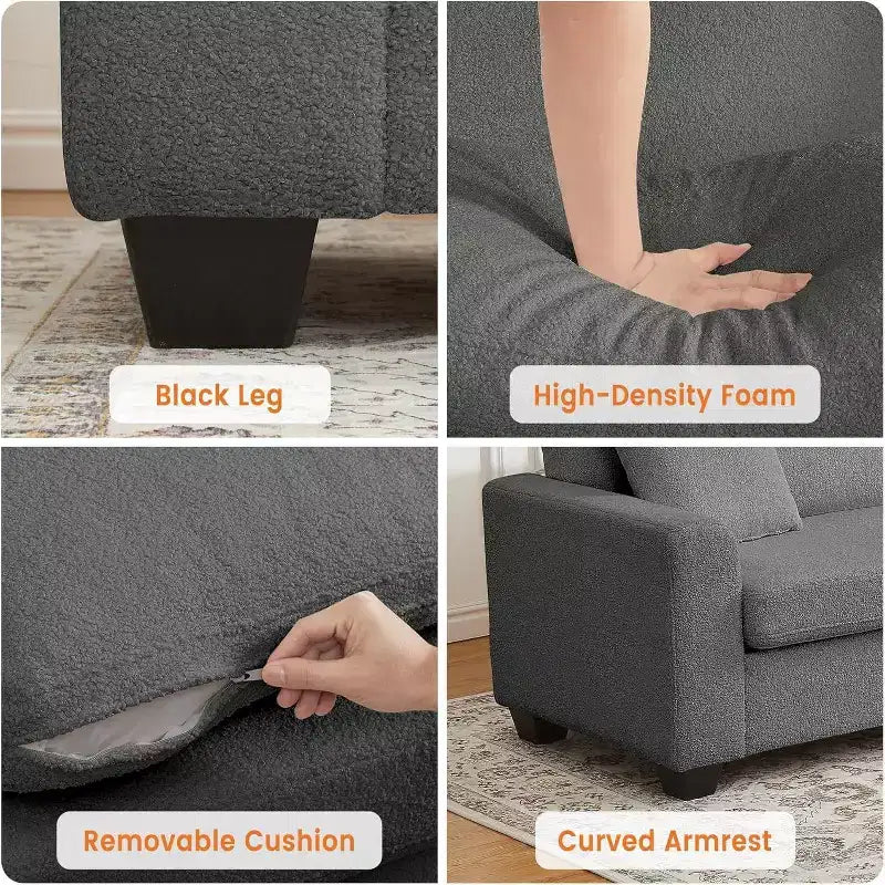 83 Inch Modern 3 Seater Sofa, Deep Seats Cloud Couch for Living Room, Bedroom, Office