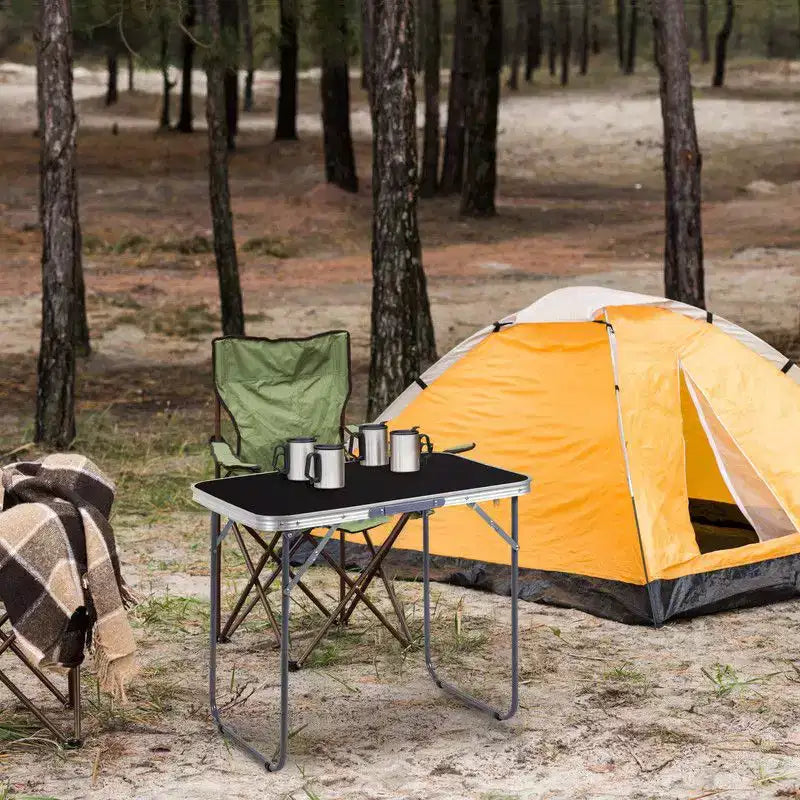 2.3Ft. Brown Rectangular Patio Folding Table, Aluminum