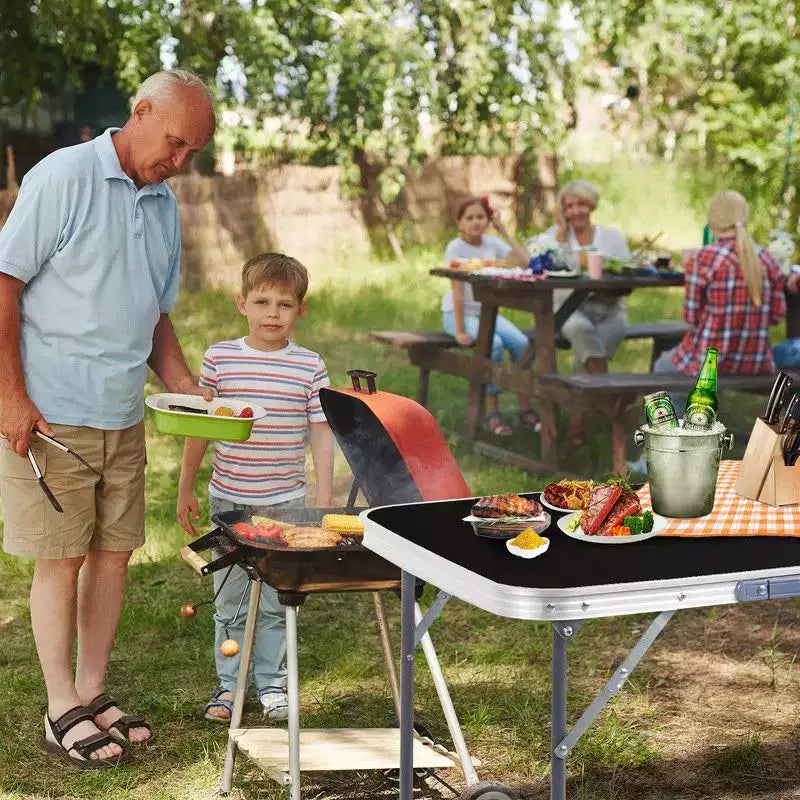 2.3Ft. Brown Rectangular Patio Folding Table, Aluminum