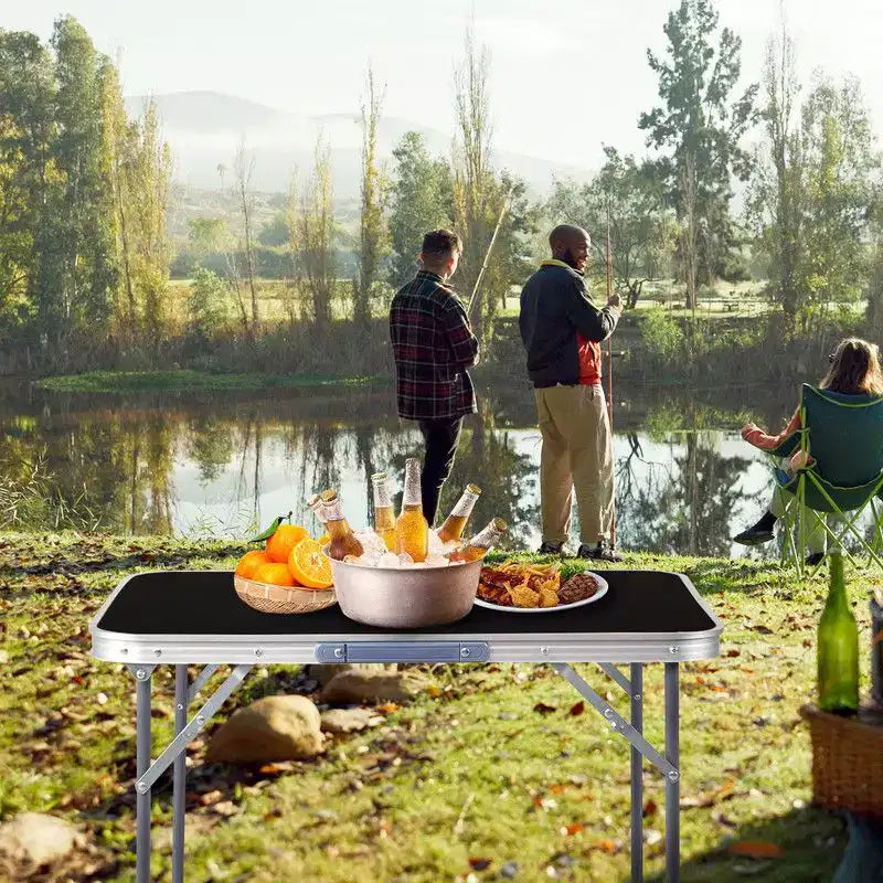 2.3Ft. Brown Rectangular Patio Folding Table, Aluminum