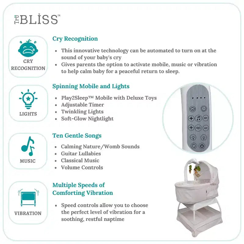 Bassinet with Cry Recognition, Soothing Music, Vibration and Night Light