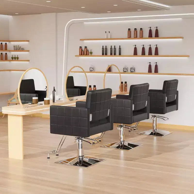 Black Heavy Duty Hydraulic Wide Seat Hair Stylist Salon Chair