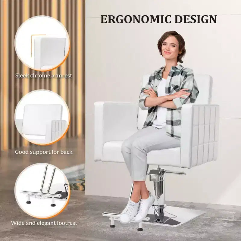 Black Heavy Duty Hydraulic Wide Seat Hair Stylist Salon Chair