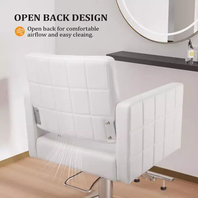 Black Heavy Duty Hydraulic Wide Seat Hair Stylist Salon Chair