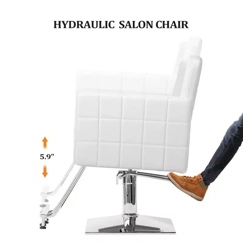 Black Heavy Duty Hydraulic Wide Seat Hair Stylist Salon Chair