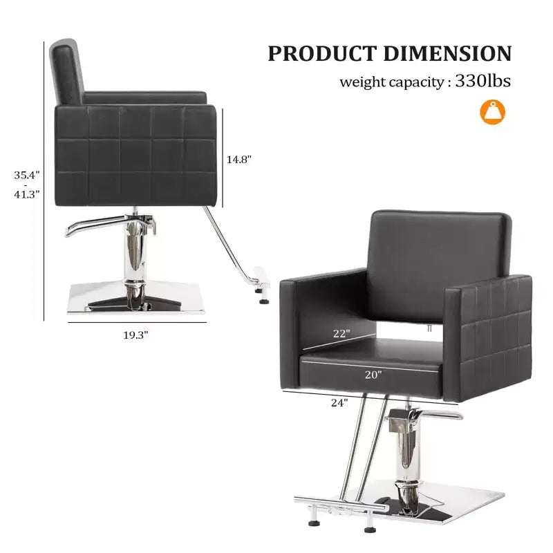 Black Heavy Duty Hydraulic Wide Seat Hair Stylist Salon Chair
