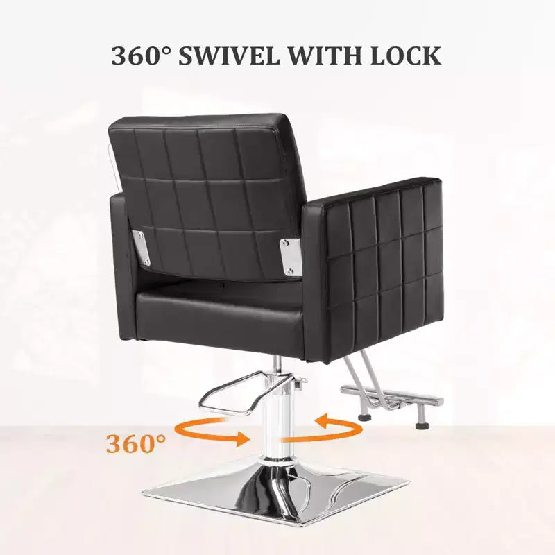Black Heavy Duty Hydraulic Wide Seat Hair Stylist Salon Chair