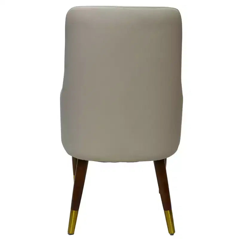 Dining Armchair in Leather Upholstery with Gold Accent Wood Legs for Modern Kitchen and Home