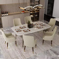Dining Armchair in Leather Upholstery with Gold Accent Wood Legs for Modern Kitchen and Home