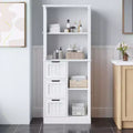 58in.H Bathroom Cabinet 3 Doors 3 Drawers 4 Tiers With Verticals Modern Style