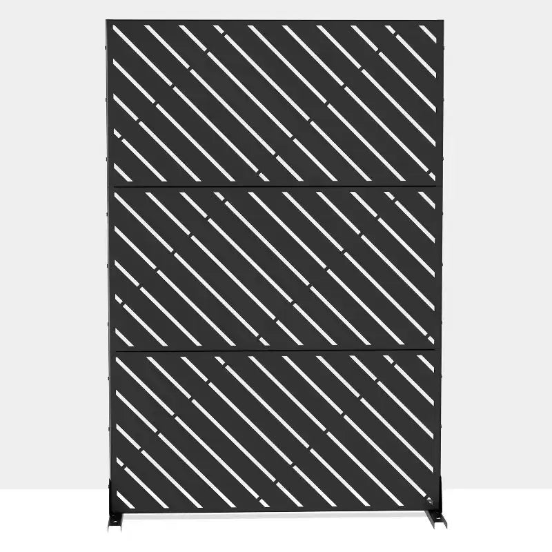72" Rectangle Galvanized Steel Freestanding Room Divider Privacy Screen for Garden, Fence, Outdoor - Black