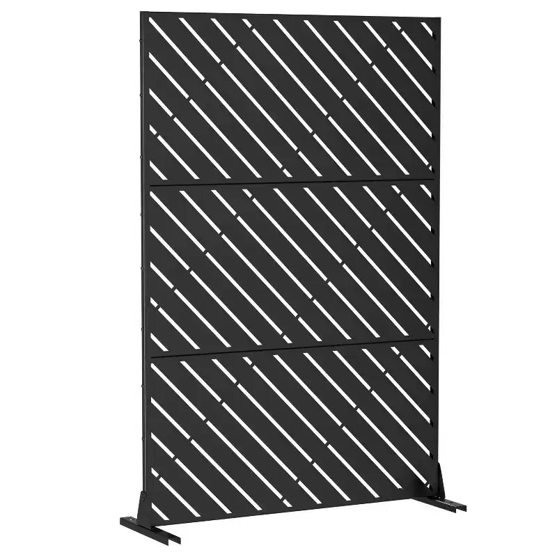 72" Rectangle Galvanized Steel Freestanding Room Divider Privacy Screen for Garden, Fence, Outdoor - Black