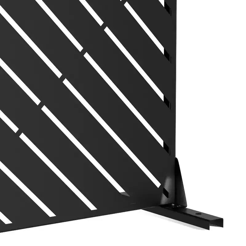 72" Rectangle Galvanized Steel Freestanding Room Divider Privacy Screen for Garden, Fence, Outdoor - Black