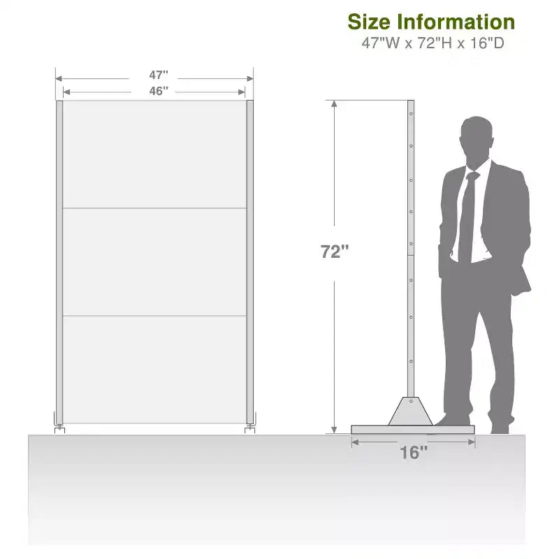 72" Rectangle Galvanized Steel Freestanding Room Divider Privacy Screen for Garden, Fence, Outdoor - Black