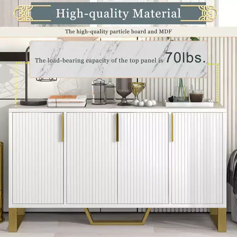 60" Modern Sideboard Buffet Cabinet with Adjustable Shelves and Doors