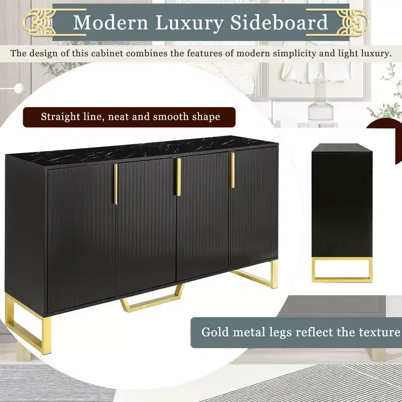 60" Modern Sideboard Buffet Cabinet with Adjustable Shelves and Doors
