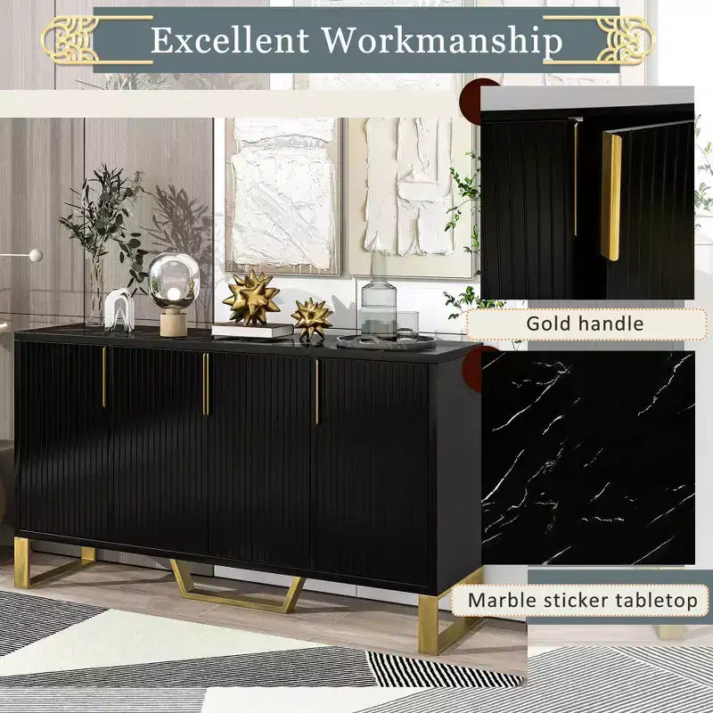 60" Modern Sideboard Buffet Cabinet with Adjustable Shelves and Doors