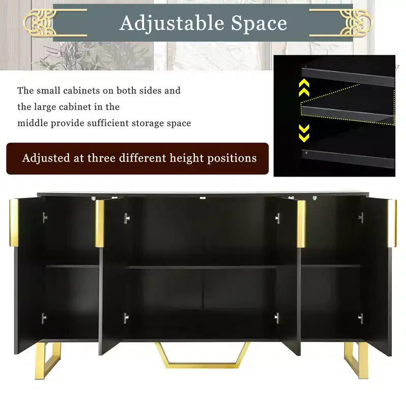 60" Modern Sideboard Buffet Cabinet with Adjustable Shelves and Doors