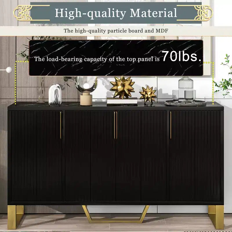 60" Modern Sideboard Buffet Cabinet with Adjustable Shelves and Doors