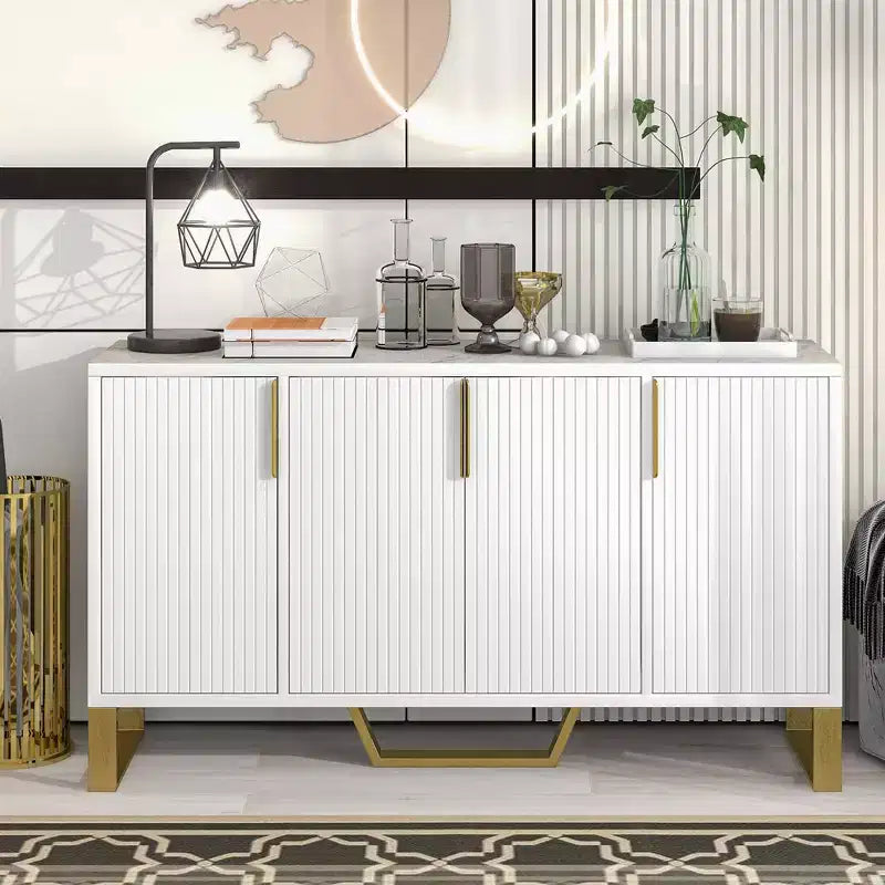 60" Modern Sideboard Buffet Cabinet with Adjustable Shelves and Doors
