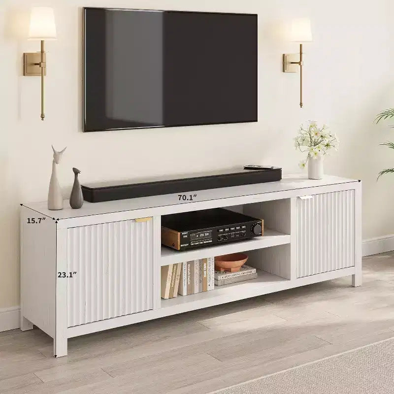 80" TV Stand, Modern Entertainment Center with Fluted Door Storage for Living Room, Bedroom