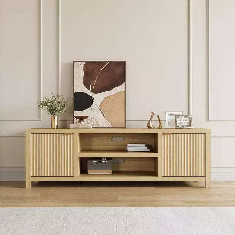 80" TV Stand, Modern Entertainment Center with Fluted Door Storage for Living Room, Bedroom
