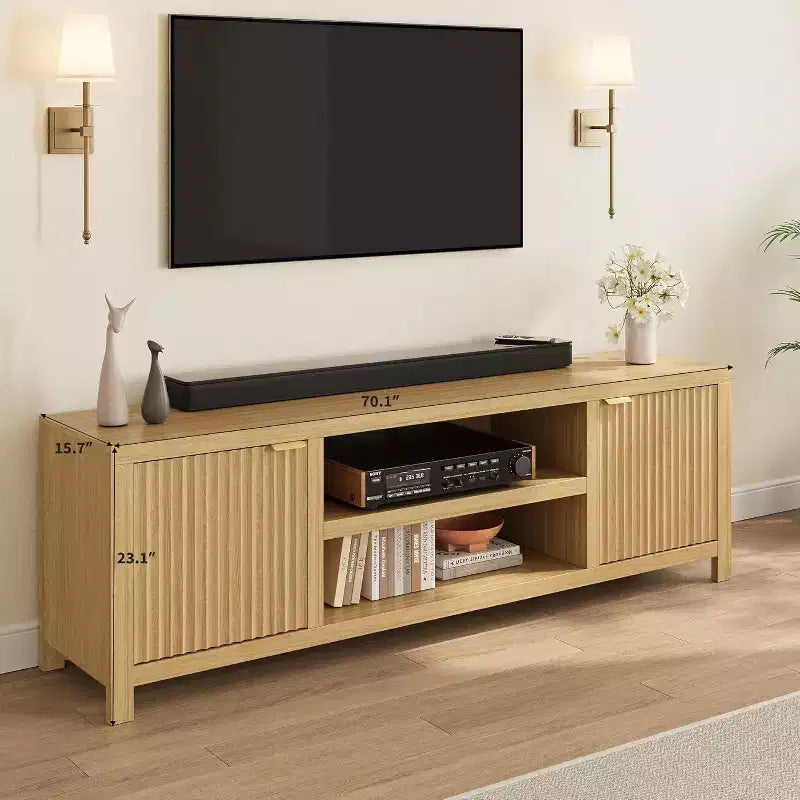 80" TV Stand, Modern Entertainment Center with Fluted Door Storage for Living Room, Bedroom
