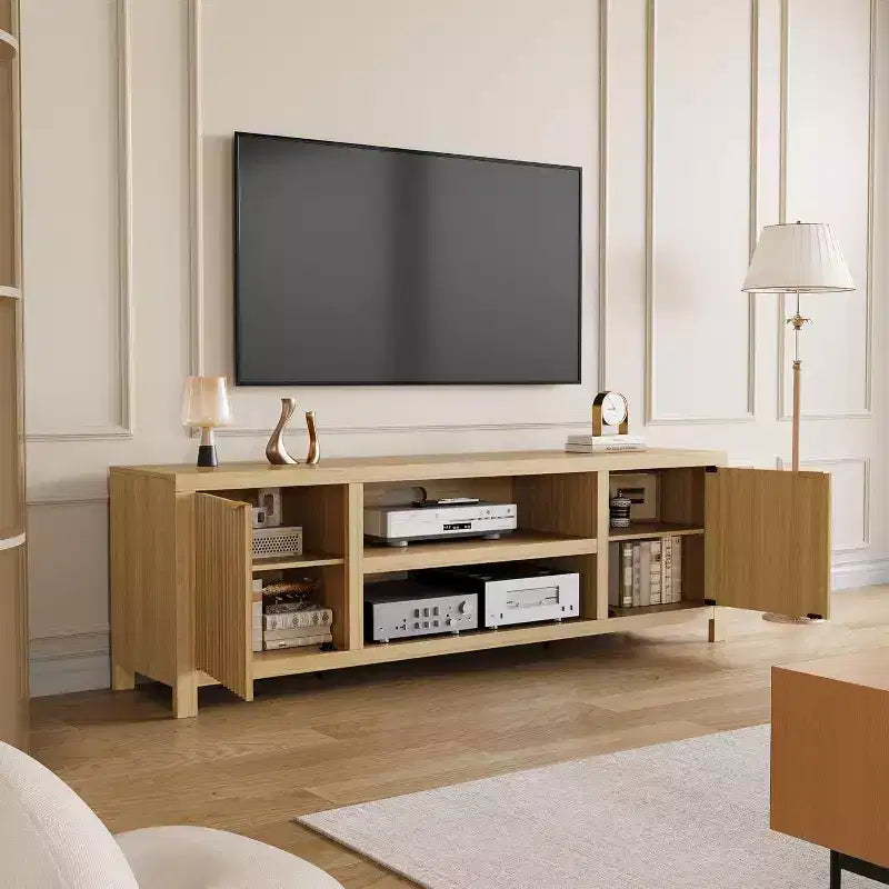 80" TV Stand, Modern Entertainment Center with Fluted Door Storage for Living Room, Bedroom