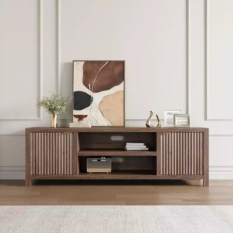 80" TV Stand, Modern Entertainment Center with Fluted Door Storage for Living Room, Bedroom