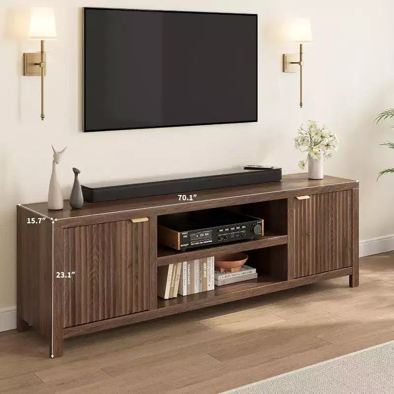 80" TV Stand, Modern Entertainment Center with Fluted Door Storage for Living Room, Bedroom