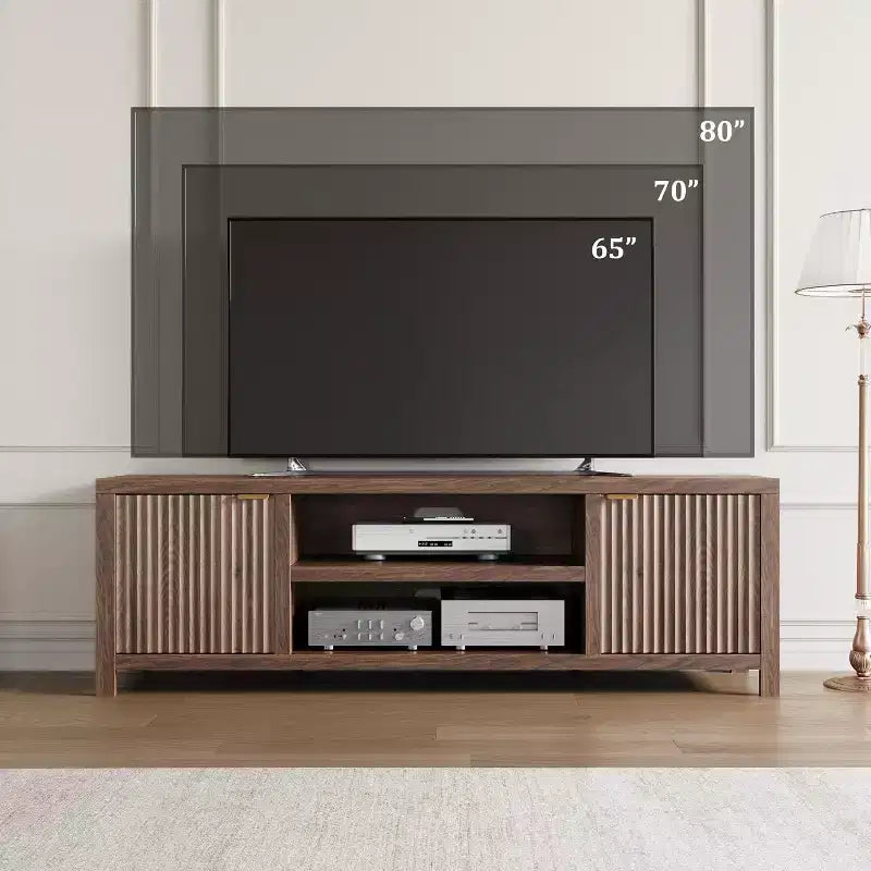 80" TV Stand, Modern Entertainment Center with Fluted Door Storage for Living Room, Bedroom