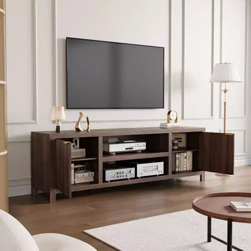 80" TV Stand, Modern Entertainment Center with Fluted Door Storage for Living Room, Bedroom