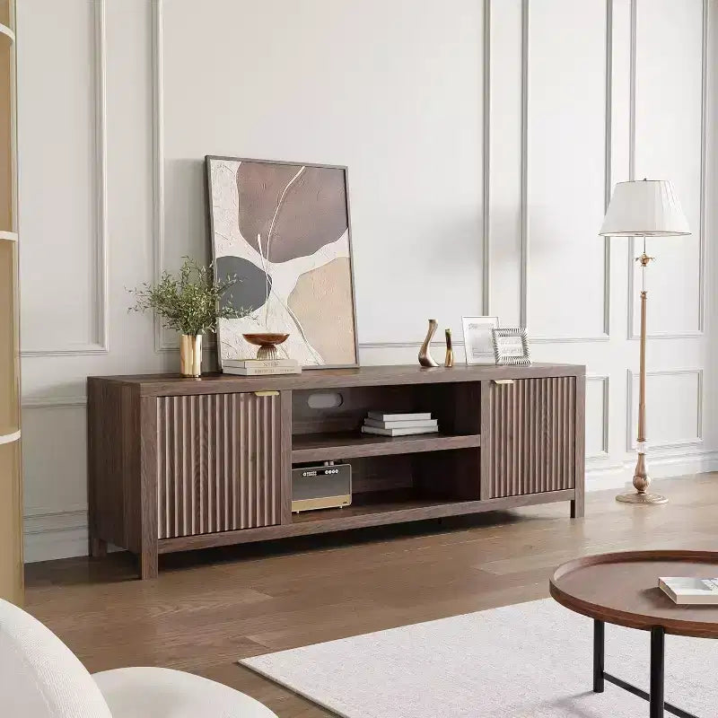 80" TV Stand, Modern Entertainment Center with Fluted Door Storage for Living Room, Bedroom
