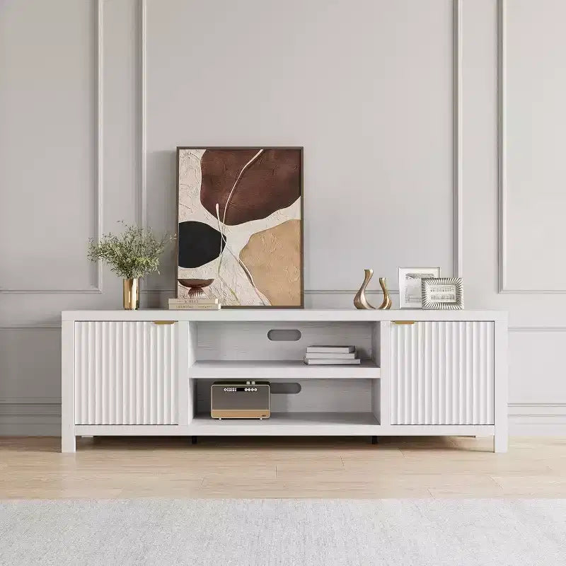 80" TV Stand, Modern Entertainment Center with Fluted Door Storage for Living Room, Bedroom